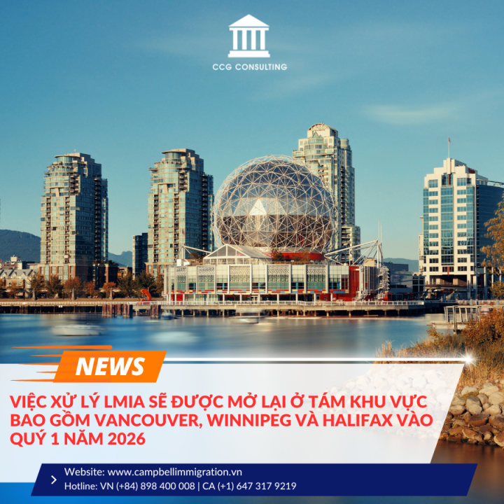 VIỆC XỬ LÝ LMIA SẼ ĐƯỢC MỞ LẠI Ở TÁM KHU VỰC BAO GỒM VANCOUVER, WINNIPEG VÀ HALIFAX VÀO QUÝ 1 NĂM 2026