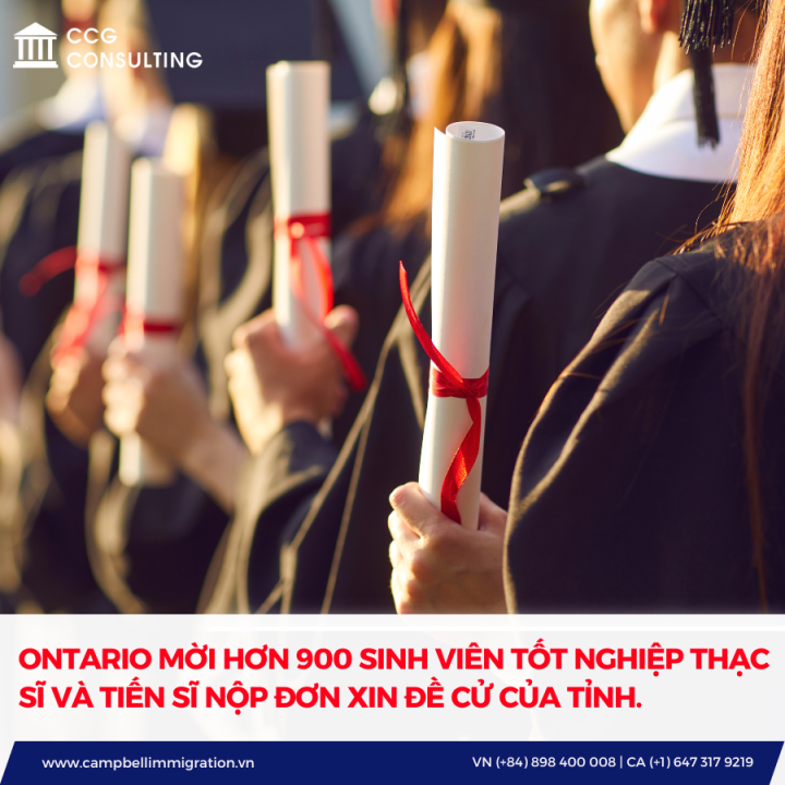ONTARIO MỜI HƠN 900 SINH VIÊN TỐT NGHIỆP THẠC SĨ VÀ TIẾN SĨ NỘP ĐƠN XIN ĐỀ CỬ CỦA TỈNH.